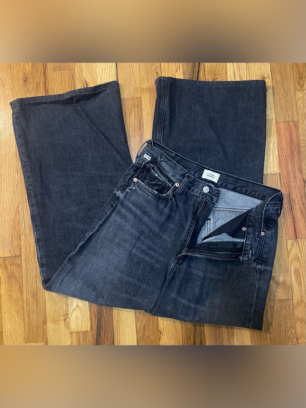 Citizens of Humanity Paloma Baggy Wide Leg Jeans Beverly Brook Black 28 - Picture 7 of 8